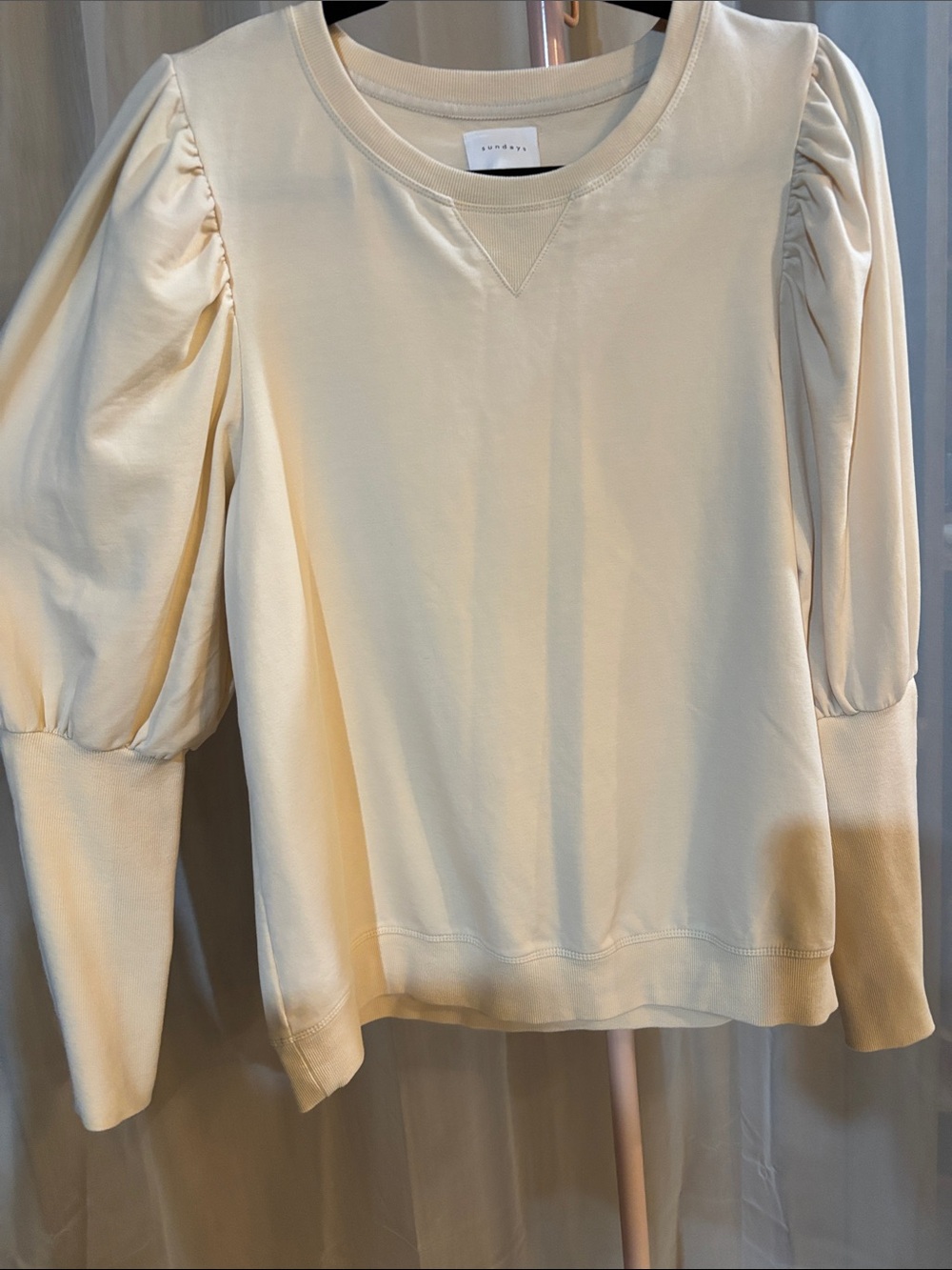Sundays Three Cotton Blend Cream Puff-Sleeves Sweater